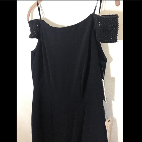 NWT Alex Evenings Embellished Off‎ the Shoulder Gown in Deep Navy [SZ 10 ] - Picture 3 of 8
